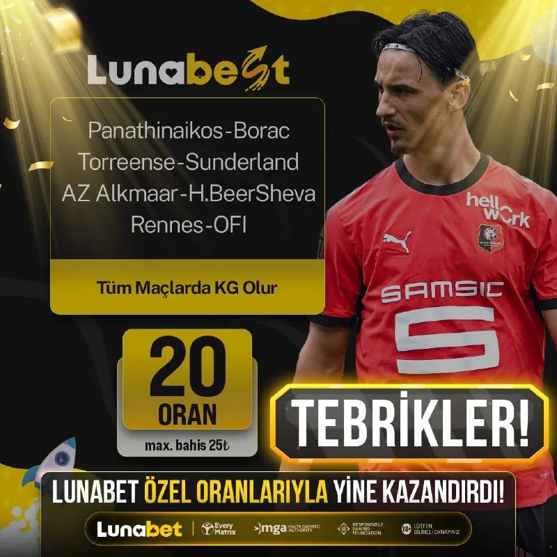 Lunabet Telegram: ⭐️ Lunabest Kazandırır! ⚽️ Lunabest ❌ 20 Best Oranımız ile Kazanan Tüm…