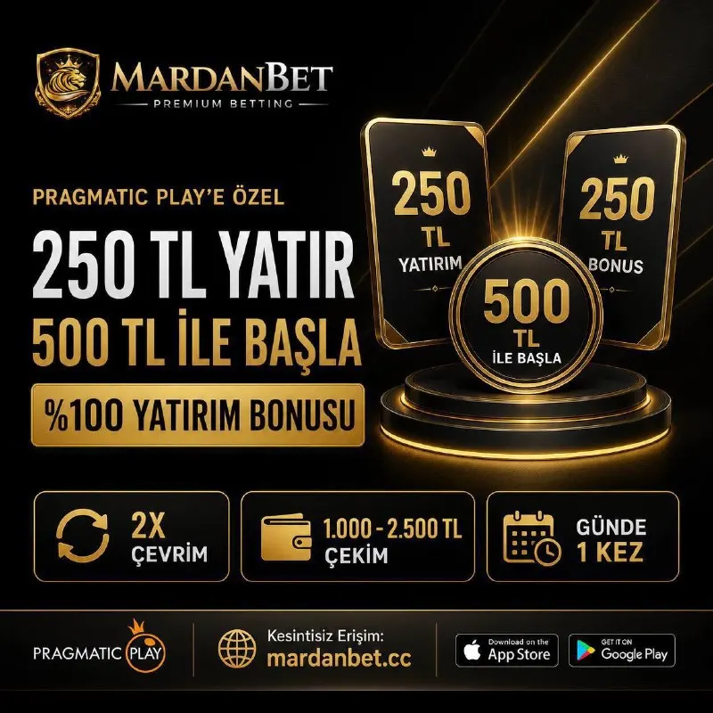 Mardanbet Telegram: 🎁 PRAGMATIC PLAY’E ÖZEL %100 YATIRIM BONUSU 250 TL yatırın, hesabınıza 250 TL…