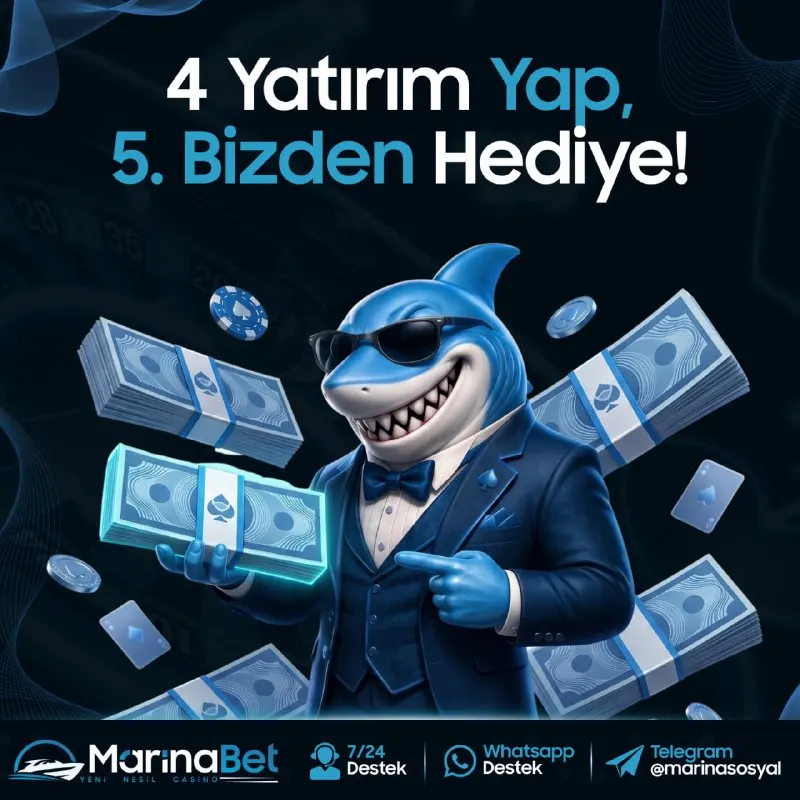 Marinabet Telegram: 🔥 #MarinaBet'te 4 yatırım yapana 5. yatırım HEDİYE 🎁 🪙 4 yatırımını tamamla, 5…