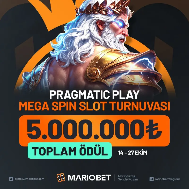 Mariobet Telegram: 🔥 MarioBet'te 5 Milyon TL Ödüllü Mega Turnuva! Pragmatic Play Mega Spin Slot…