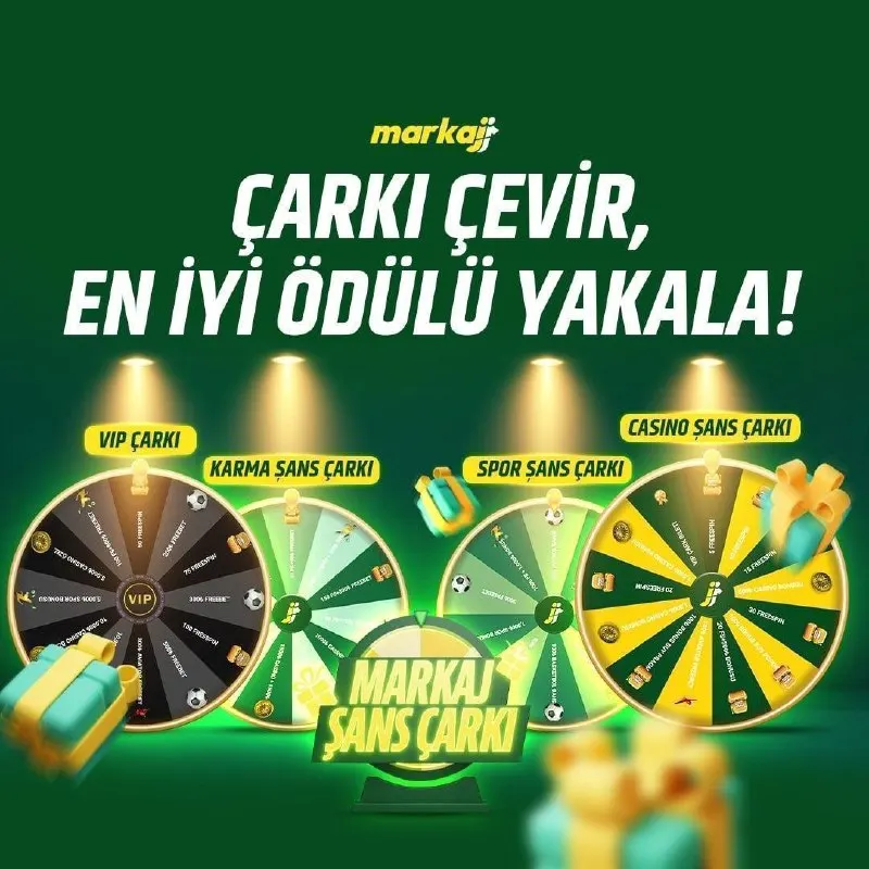 Markaj Bet Telegram: ÇARK DÖNSÜN, ÖDÜL SENDE KALSIN! 🎡 🔀 Dört ayrı çark: VIP, Karma, Spor ve Casino…
