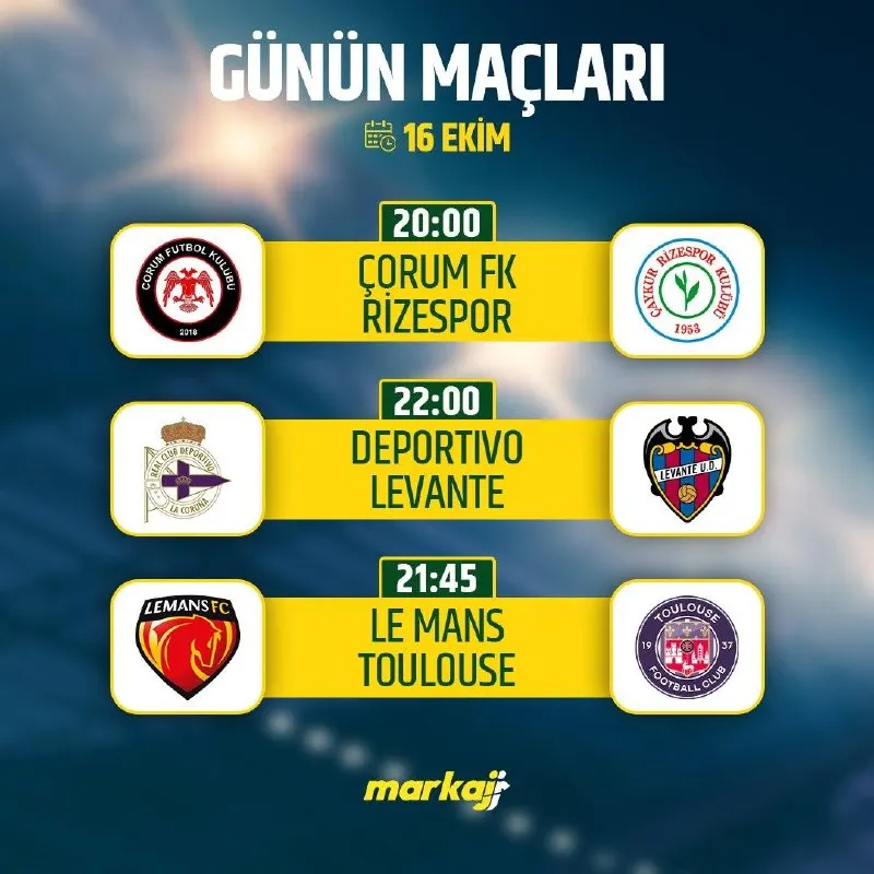 Markaj Bet Telegram: 🌌🌌🌌🌌🌌 🌌🌌🌌🌌🌌🌌🌌 ⚽️ Günün en dikkat çeken mücadeleleri seni bekliyor. Çorum FK 🆚…