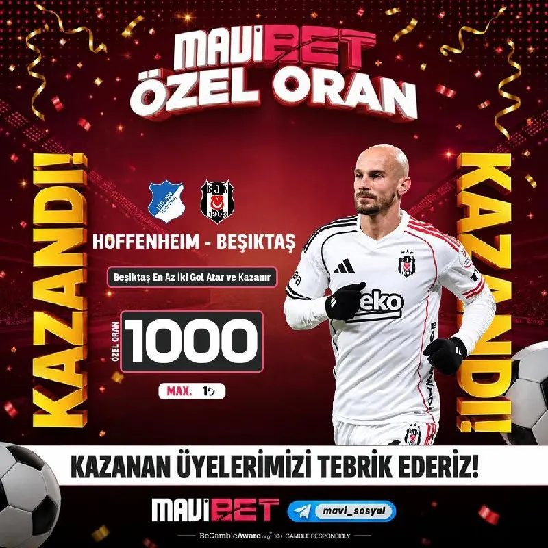 Mavibet Telegram: 🔥 1000 Katı Özel Oranımız Kazandı! 😎 🥳 Değerlendiren tüm üyelerimizi tebrik…