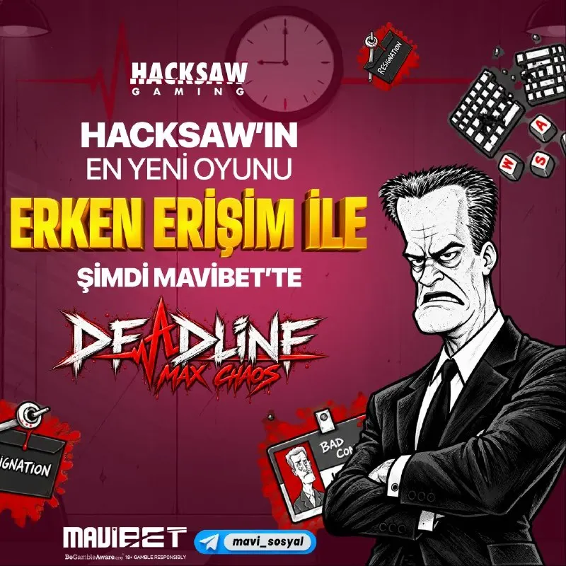Mavibet Telegram: 🆕 Hacksaw Gaming'den yepyeni oyun‼️ ⏰ Deadline Max Chaos şimdi Mavibet’te! 😍…