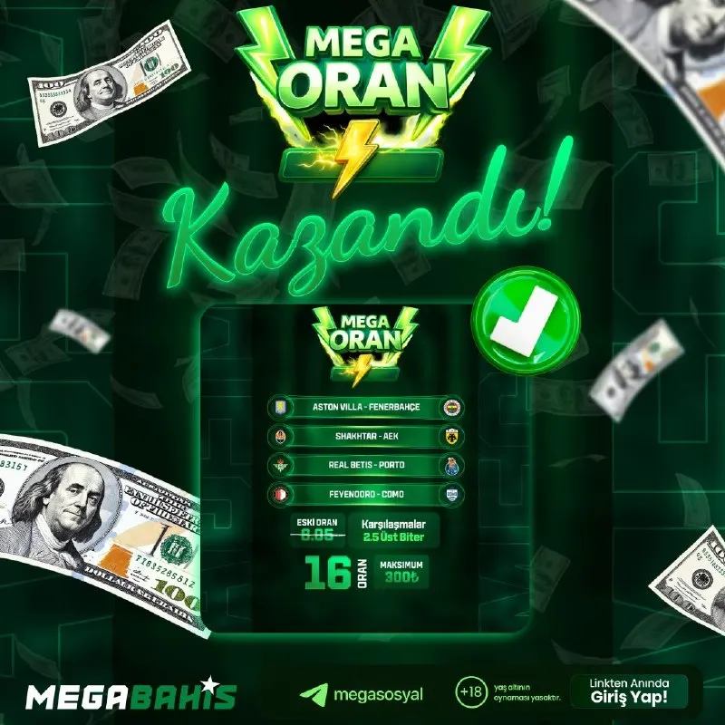 Megabahis Telegram: 🔡🔡📣📣📣📣 KAZANDI! 🎉 ⚡️MegaOran'ı değerlendirerek bahsini TAM 16'ya katlayan…