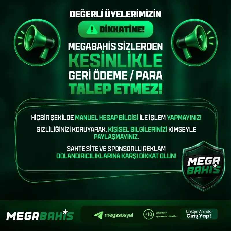 Megabahis Telegram: 📢 Değerli Üyelerimiz; 😊 Sitemize yalnızca resmi Telegram kanalımızdaki Güncel…