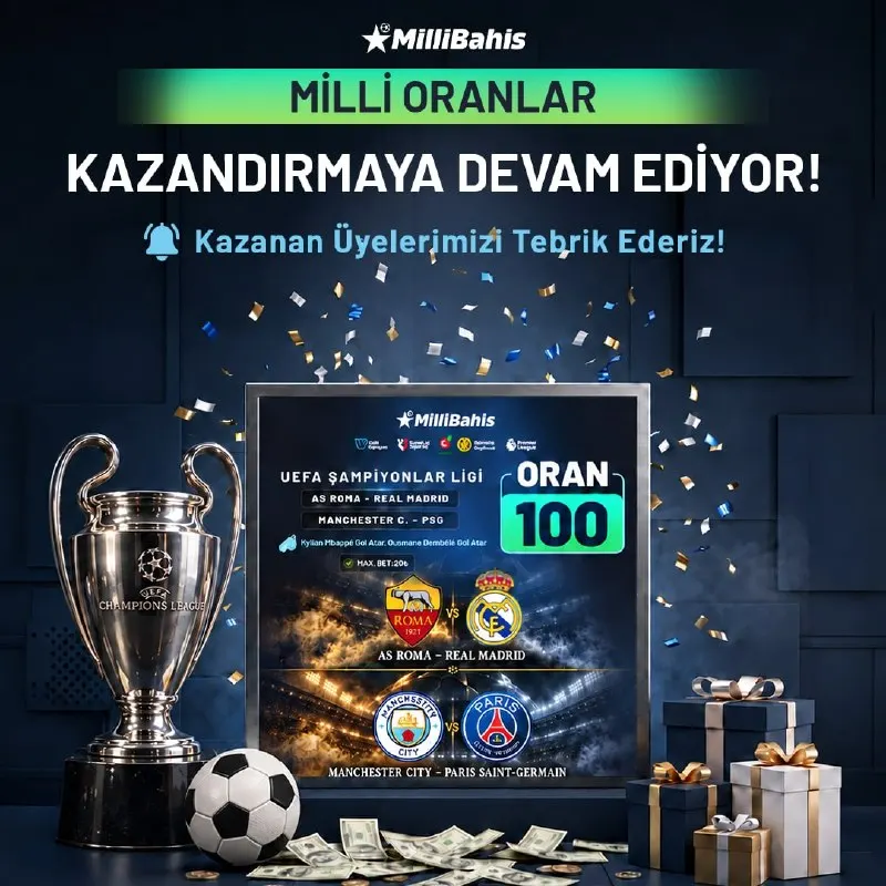 Millibahis Telegram: 💥Milli Oranlar Kazandırmaya Devam Ediyor! 💸Yüksek oranlar, özel fırsatlar ve…