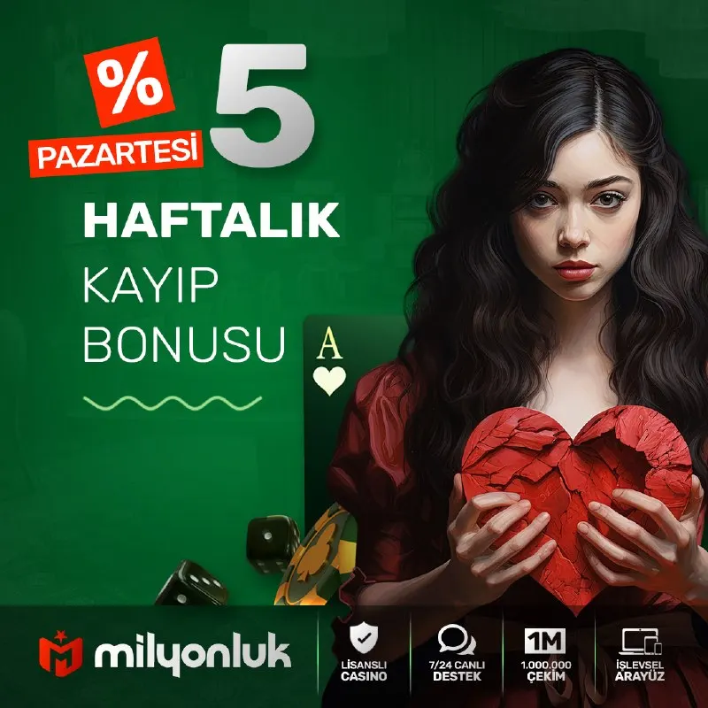 Milyonluk Telegram: ⚡️ %5 Haftalık Kayıp Bonusunu Unutma! Pazartesi günleri talep edebileceğiniz bu…