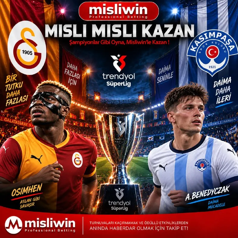 Misliwin Telegram: 🏆 Türkiye Süper Ligi 📅 09.10.2026 ⚽️ Galatasaray - Kasımpaşa ✍🏻 2 - 3 GOL…