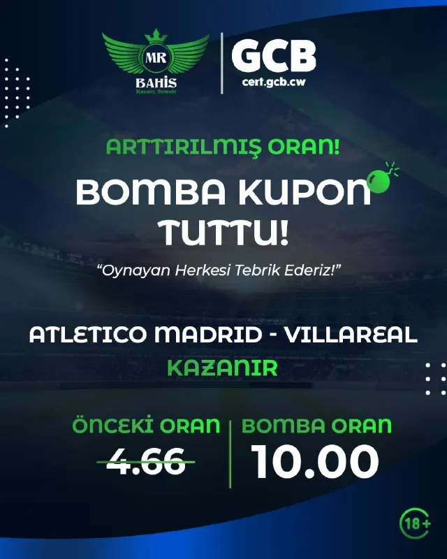 MrBahis Telegram: 💣 BOMBA KUPON TAM İSABET! 💣 ⏱ MrBahis'in 10 oranlı bomba kuponun tuttu! 📊…