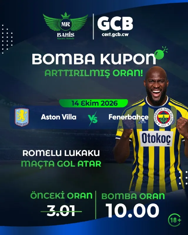 MrBahis Telegram: 🔥💣 MRBAHİS'TEN BOMBA KUPON! 💣🔥 ⚽️ Aston Villa vs Fenerbahçe ✅ Tahmin: Romelu…