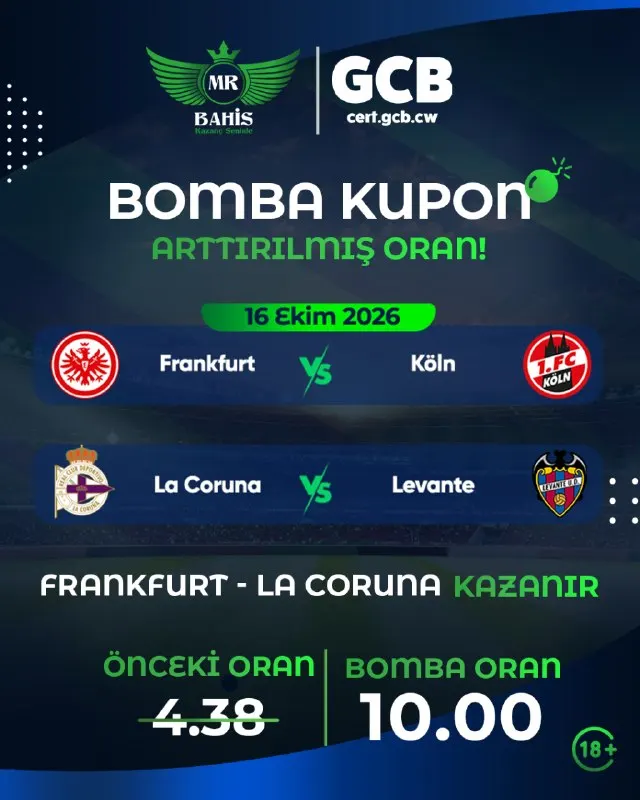 MrBahis Telegram: 🔥💣 MRBAHİS'TEN BOMBA KUPON! 💣🔥 ⚽️ Frankfurt vs Köln ⚽️ La Coruna vs Levante ✅…