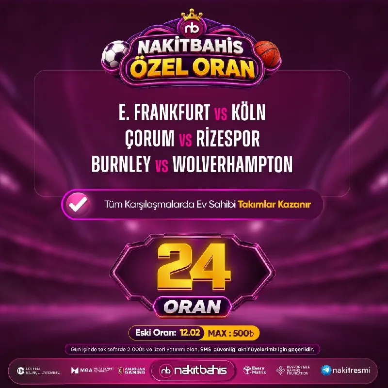 Nakitbahis Telegram: 🔥24 Özel Oran 🔥 🔫MAX : 500₺🔫 ✅Gün içinde tek seferde 2.000₺ ve üzeri yatırımı…