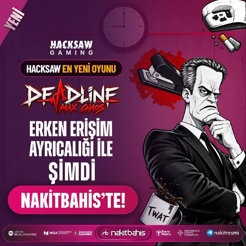 Nakitbahis Telegram: ▶️Hacksaw Gaming En Yeni Oyunu ⏳Deadline Max Chaos 🍀Şimdi Nakitbahis'te🔘…