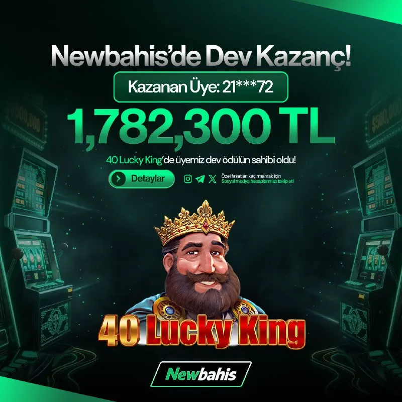 Newbahis Telegram: 👑💰 NEWBAHİS’TE 1.782.300 TL’LİK KAZANÇ! Bu kez kazanç haberi 40 Lucky King (EGT…