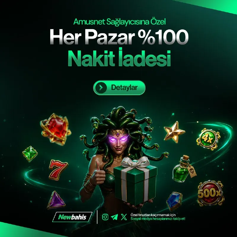 Newbahis Telegram: 💚 PAZARIN AMUSNET AVANTAJI! 💚 🎰 Amusnet oyunlarına özel 💰 %100 NAKİT İADESİ 📅…