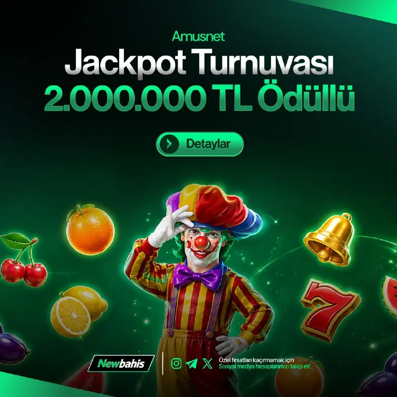 Newbahis Telegram: 💎 AMUSNET JACKPOT TURNUVASI BAŞLIYOR! 🔥 🏆 2.000.000 TL ÖDÜL HAVUZU! 💰 🎰 Amusnet…