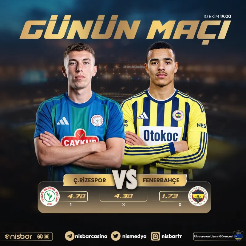 Nisbar Telegram: 🔔 Günün En Çok Beklenen Maçı! 📅 Tarih: 19:00 ⚽️#Rizespor 🆚 ⚽️#Fenerbahçe…