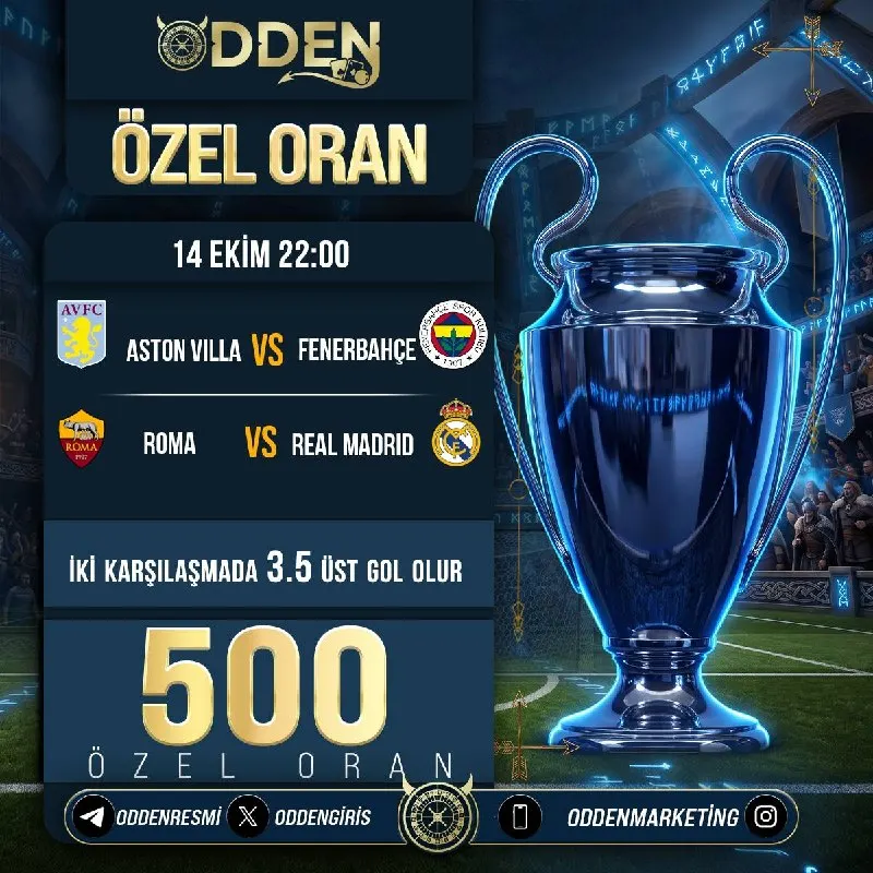 Odden Telegram: ☄️ODDEN Özel Oran Aktif 💎 İKİ KARŞILAŞMADA 3.5 ÜST GOL OLUR ✅ Kontenjanlar…