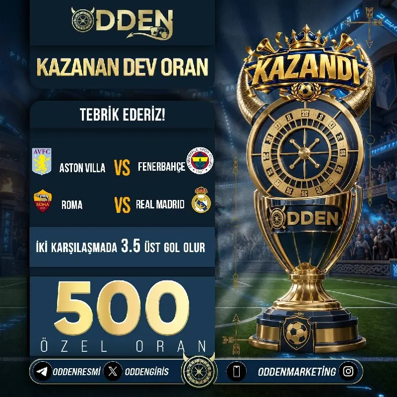 Odden Telegram: 😎 ODDEN Özel Oran İle Yine Kazandırdı! ☄️ 🟡🟡 🟡 Özel Oranı Değerlendiren Tüm…