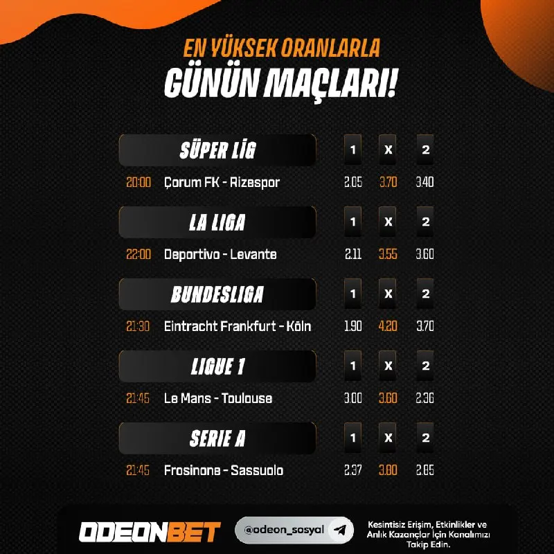 Odeonbet Telegram: 🏟 En yüksek oranlarla günün maçları sizlerle! 🔥 Tıkla Odeon'a Git 🖱 🤑🤑🤑🤑🤑🤑🤑