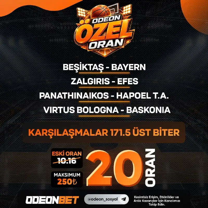 Odeonbet Telegram: 2️⃣0️⃣ 🧡🧡🧡🧡🧡🧡 📌Son 1 gün içerisinde tek seferde minimum 1.000₺ yatırımı olan…