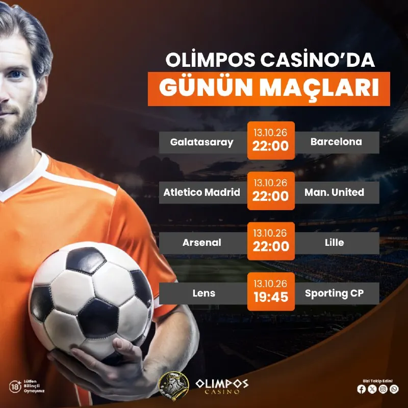 Olimpos Casino Telegram: ⚽ Günün Maçları Yayında! 📌 Bugünün öne çıkan karşılaşmaları burada 📊 Oranları…