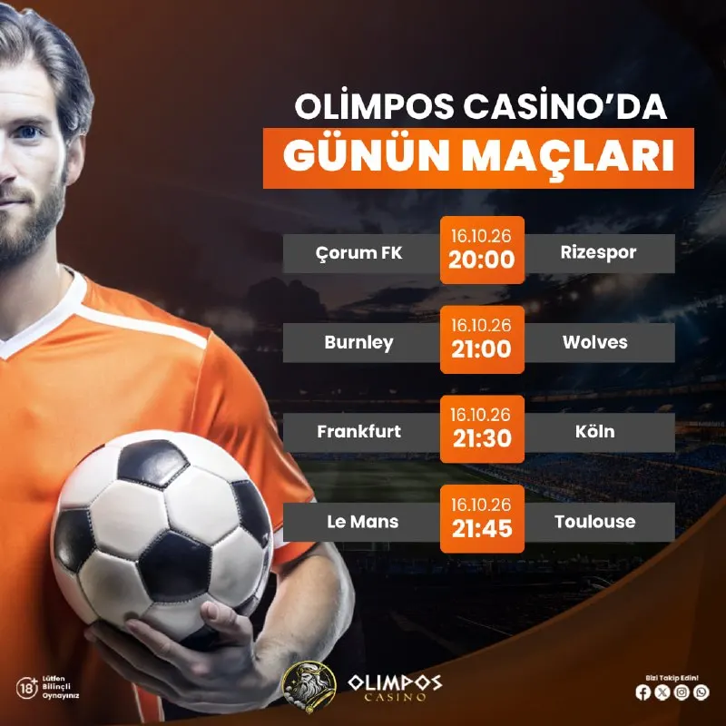 Olimpos Casino Telegram: ⚽ Günün Maçları Yayında! 📌 Bugünün öne çıkan karşılaşmaları burada 📊 Oranları…