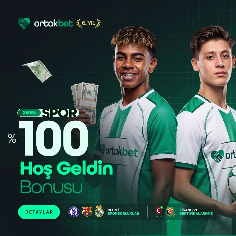Ortakbet Telegram: 🟥🟥🟥🟥 2⃣5⃣0⃣0⃣ 🅰🅰'ye kadar 🔣1️⃣0️⃣0️⃣ Hoş Geldin Bonusu! 💰Sporun heyecanı…