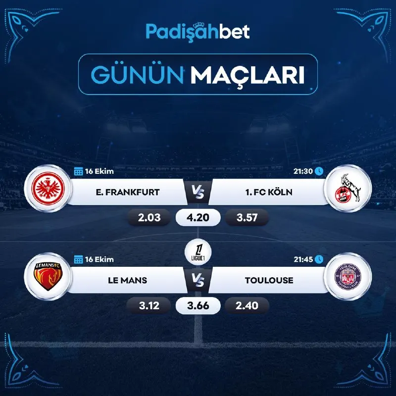 Padişahbet Telegram: 👑👑👑👑👑👑👑👑👑👑 ⚽️ E. Frankfurt - 1. FC Köln ⚽️ Le Mans - Toulouse 👑 Oranlar arttı…