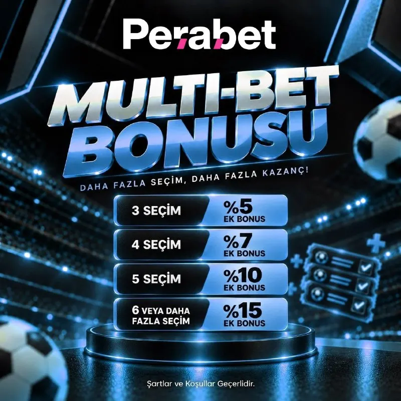 Perabet Telegram: ⚽️ Kuponuna 3 veya daha fazla seçim ekle, Multi-Bet Bonusu fırsatını yakala! 🔥…