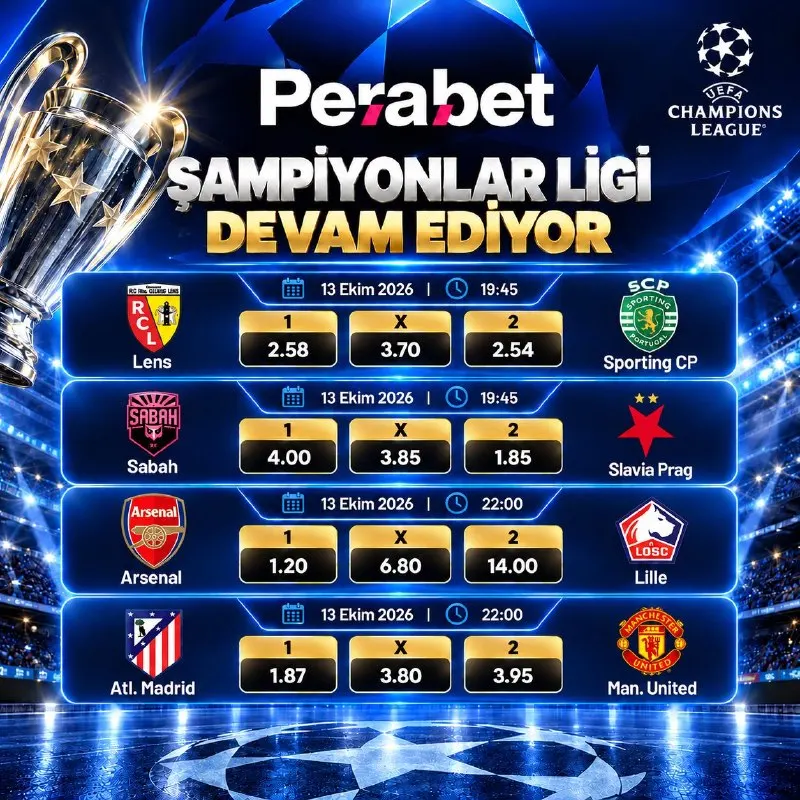 Perabet Telegram: 🏆 Şampiyonlar Ligi’nde bu akşam! ⚽ Birbirinden çekişmeli karşılaşmalarla futbol…