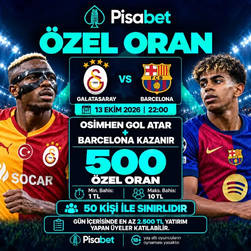 Pisabet Telegram: 🔥 DEV MAÇA PİSABET’TEN 500 ÖZEL ORAN! 🔥 ⚽️ Galatasaray – Barcelona 📅 13.10.2026…