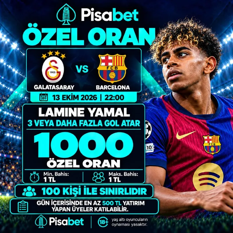 Pisabet Telegram: 🔥 YAMAL’IN GOLLERİNE PİSABET’TEN 1000 ÖZEL ORAN! 🔥 ⚽️ Galatasaray – Barcelona 📅…