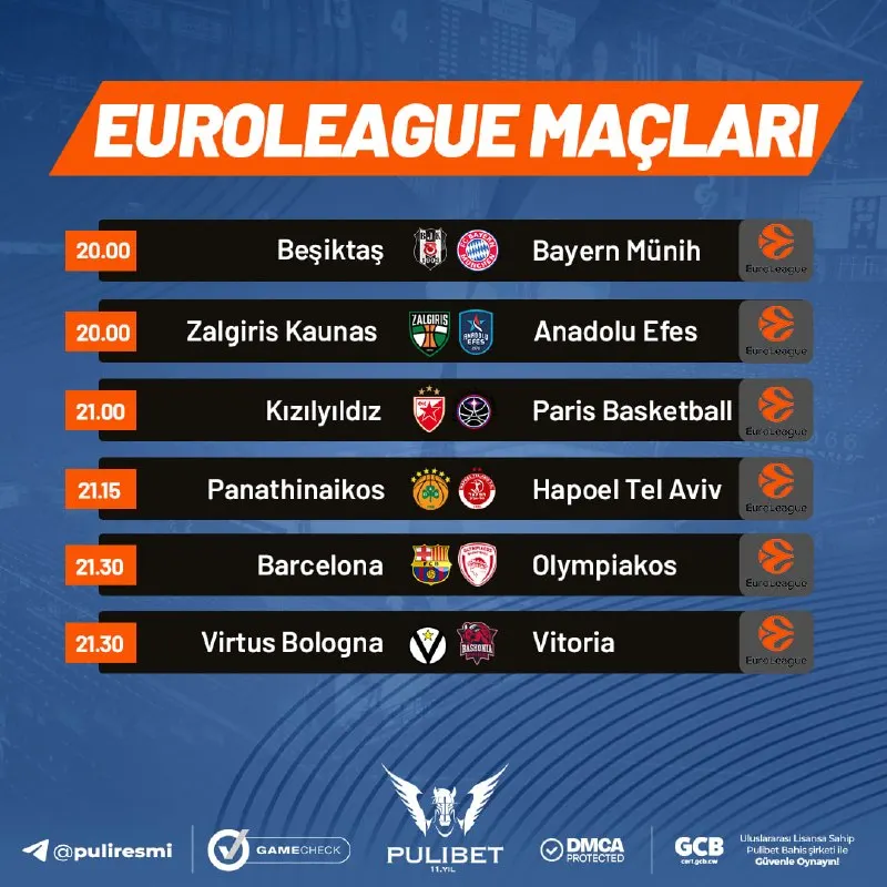 Pulibet Telegram: 🏀EuroLeague’de Geri Sayım Başladı! Anadolu Efes ve Beşiktaş’ın parke heyecanı…