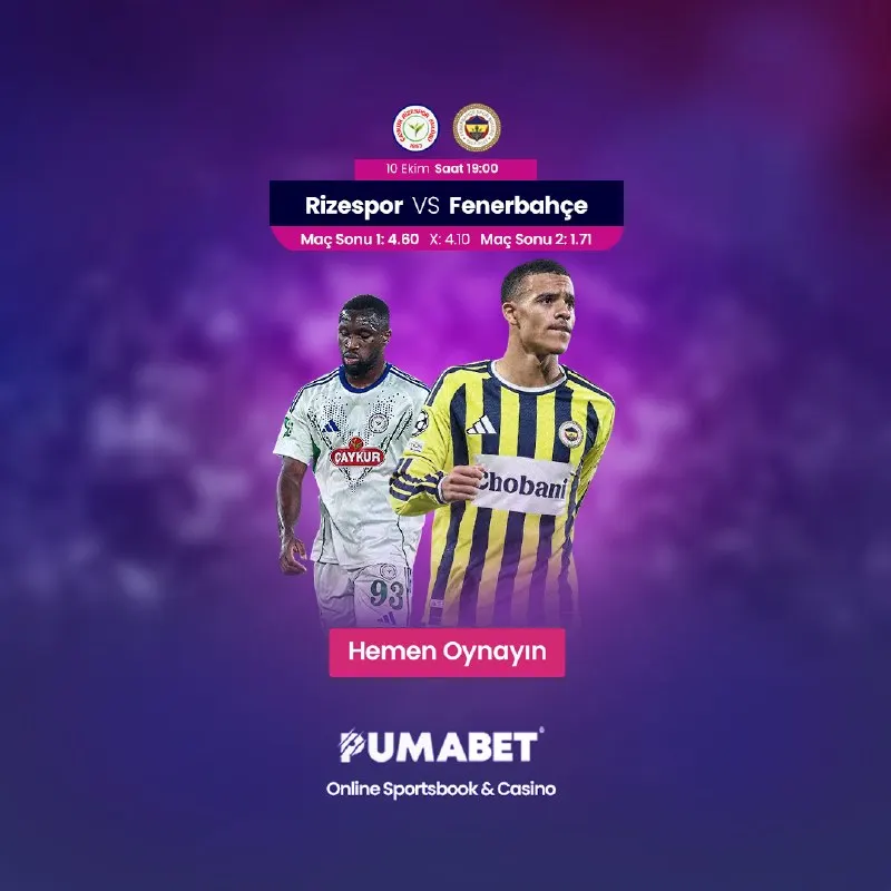 Pumabet Telegram: 🏆 Süper Lig Rizespor 🆚 Fenerbahçe İlk yarı baskı, ikinci yarı risk… Rize’nin…