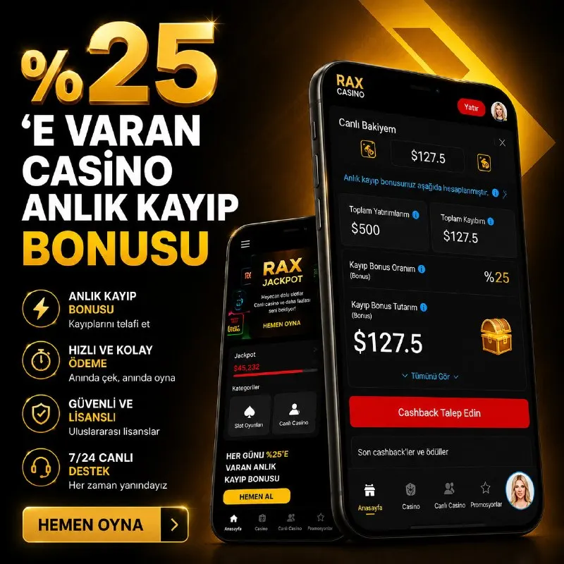 Raxcasino Telegram: 💸 %25'e Varan Anlık Kayıp Bonusu! Kaybettiğinde bile kazan, kaybının %25'i…