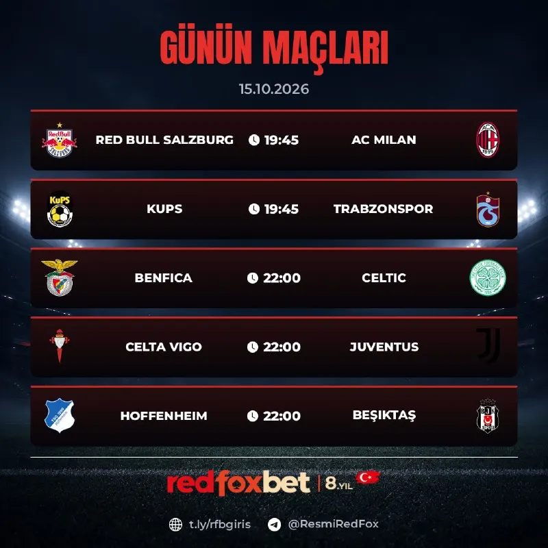 Redfoxbet Telegram: Günün maçlarını RedFox TV ile kolayca seyredebilirsiniz. Futbolun en heyecanlı…