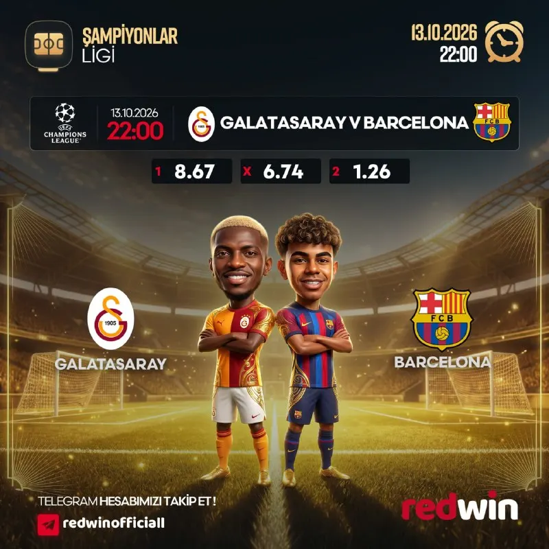 Redwin Telegram: ⚽️ Temsilcimiz Galatasaray'a başarılar dileriz.. ⚽️ Galatasaray 🆚 Barcelona…