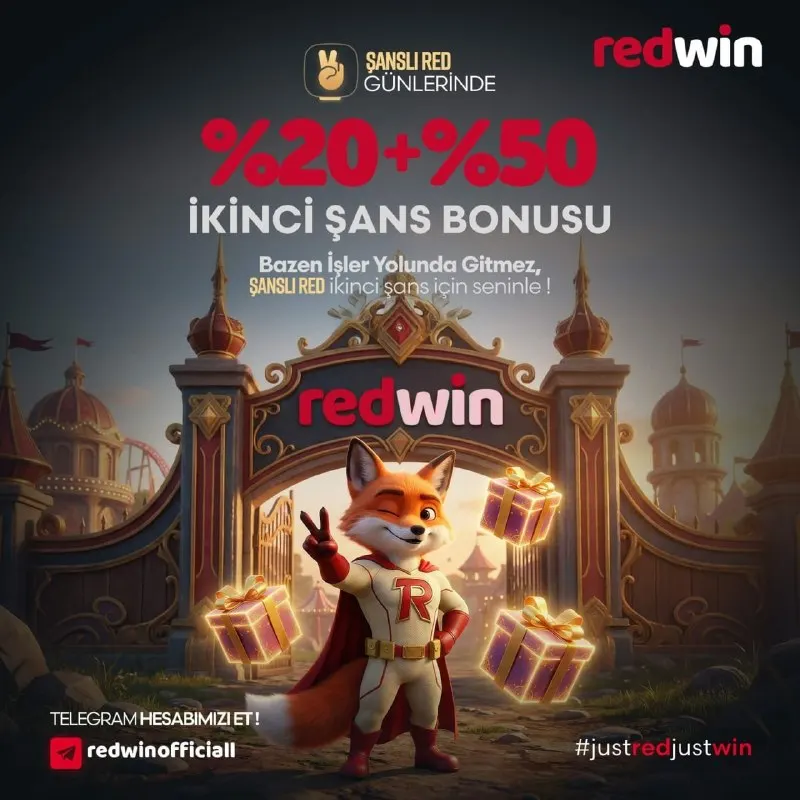 Redwin Telegram: 👋 Şanslı RED günlerinde 🔠☺️😂✅🔠😏😂 İKİNCİ ŞANS BONUSU hizmetinize devam…