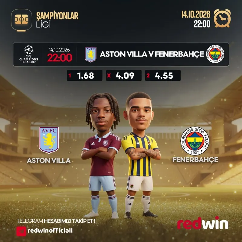 Redwin Telegram: ⚽️ Temsilcimiz Fenerbahçe'ye başarılar dileriz.. ⚽️ Aston Villa 🆚 Fenerbahçe…