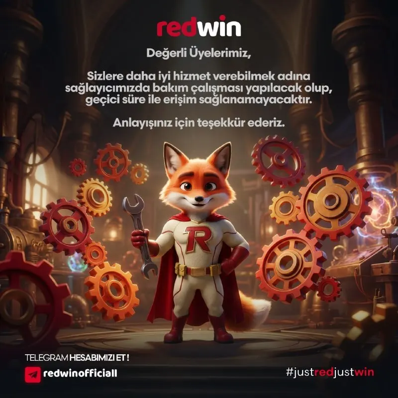 Redwin Telegram: 📣 Üyelerimizin Dikkatine ❗ ⚙️ Sitemiz üzerinde sağlayıcı tarafından 12:00…