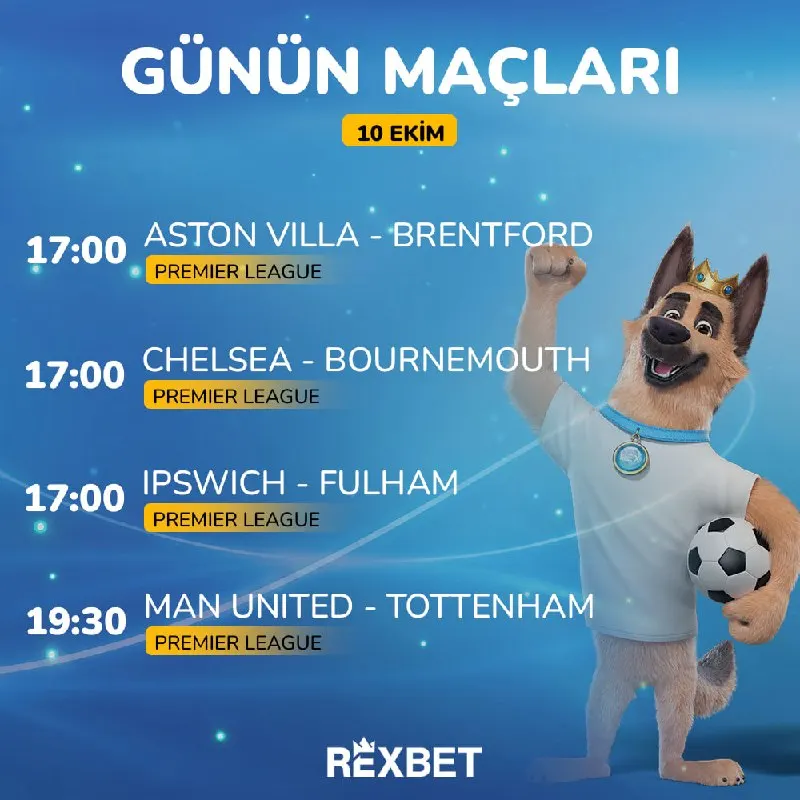 Rexbet Telegram: 🏴 Premier League'de günün rekabet dolu maçları! Rexbet'in yüksek…