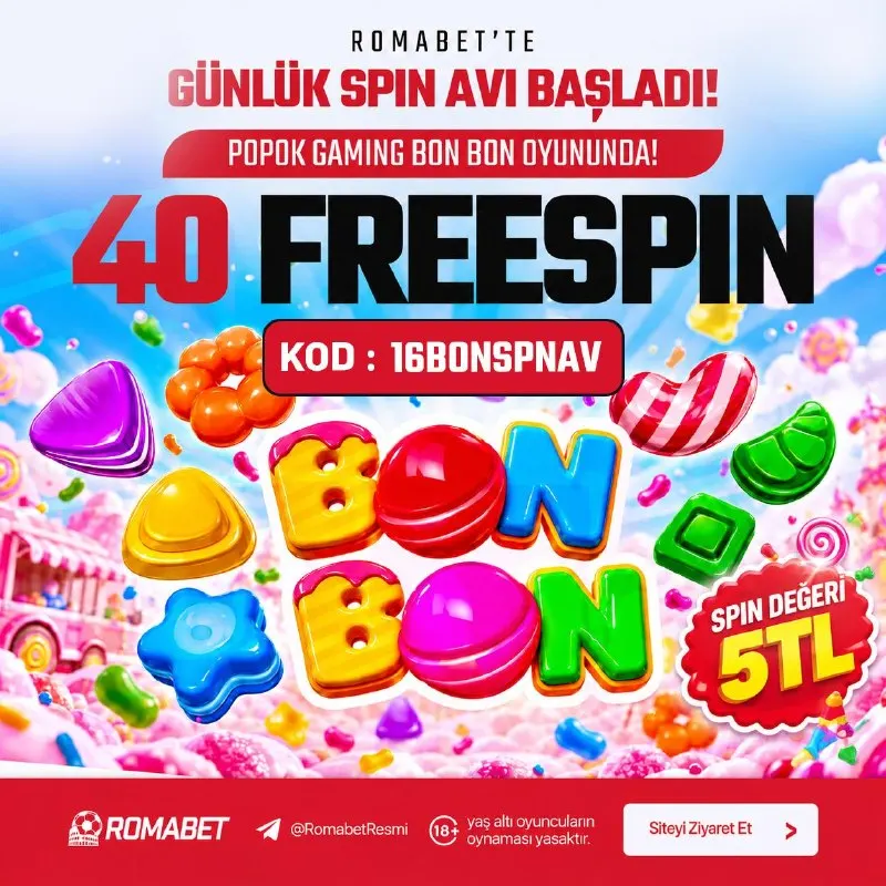 Romabet Telegram: 🎁 Romabet'te Gunluk Spin Avı BONBON başladı! 🔔 KOD: 16BONSPNAV 🎰 3.000 KİŞİYE…