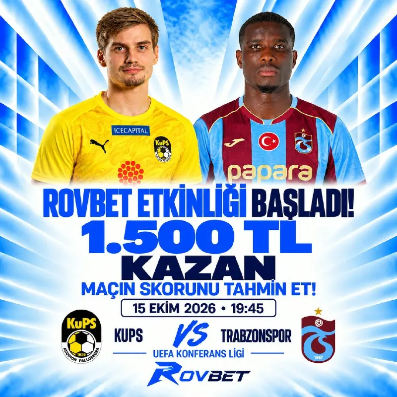 Rovbet Telegram: ⚠️ SON 60 DAKİKA! ⚠️ ⚽ Konferans Ligi Kups vs Trabzonspor Skor Tahmin Etkinliği…