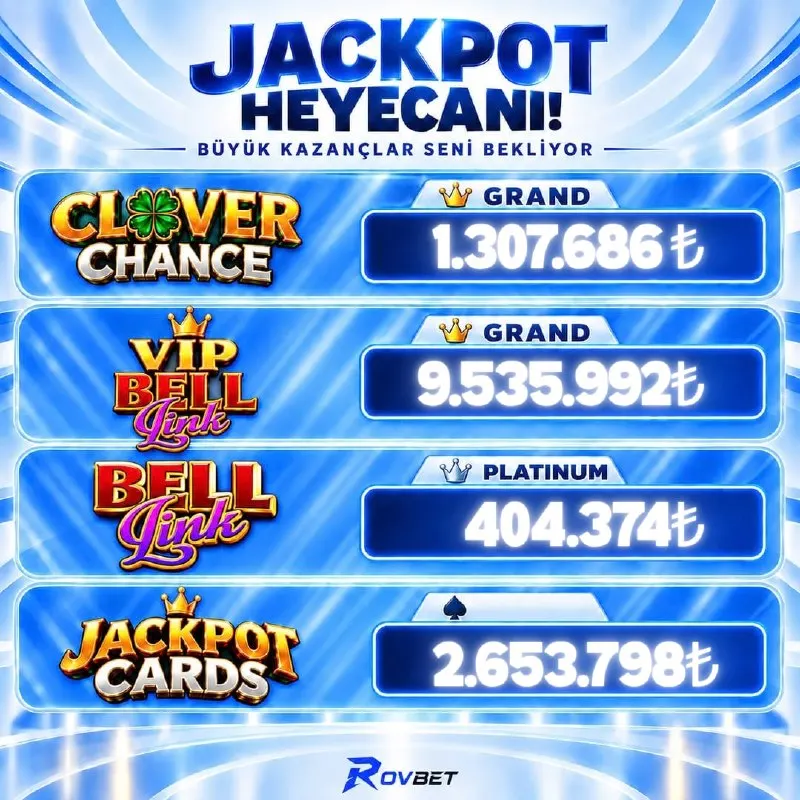 Rovbet Telegram: 🔷🔷🔷🔷🔷🔷🔷🔷🔷 🔥ROVBET’TE JACKPOT HEYECANI DEVAM EDİYOR! 🔥 🔷 MİLYONLARI AŞAN JACKPOT…