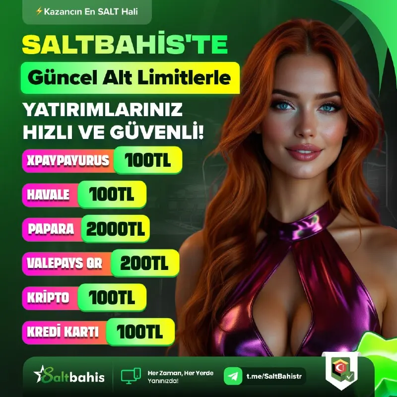 Saltbahis Telegram: 🎉 SALTBAHİS’TE GÜNCEL ALT LİMİTLER! 💚 🎉🎉🎉🎉🎉🎉 🤑 Yatırım yapmak artık daha kolay…