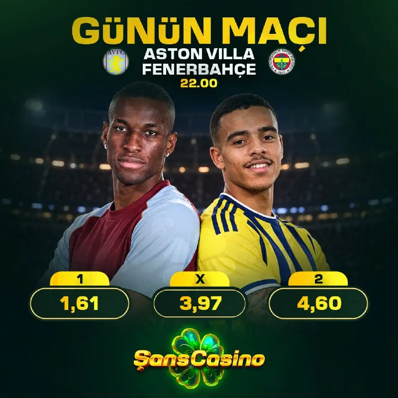 Şanscasino Telegram: 🏴󠁧󠁢󠁥󠁮󠁧󠁿 ASTON VILLA - FENERBAHÇE 🇹🇷 MAÇI EN YÜKSEK ORANLARLA ŞANS CASINO'DA! 💣…