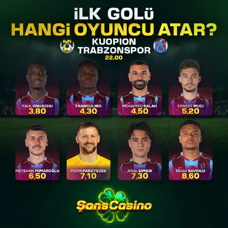 Şanscasino Telegram: ⚽️ HANGİ OYUNCULAR GOL ATAR? Kuopion 🇪🇺 Trabzonspor maçında hangi oyuncular gol…