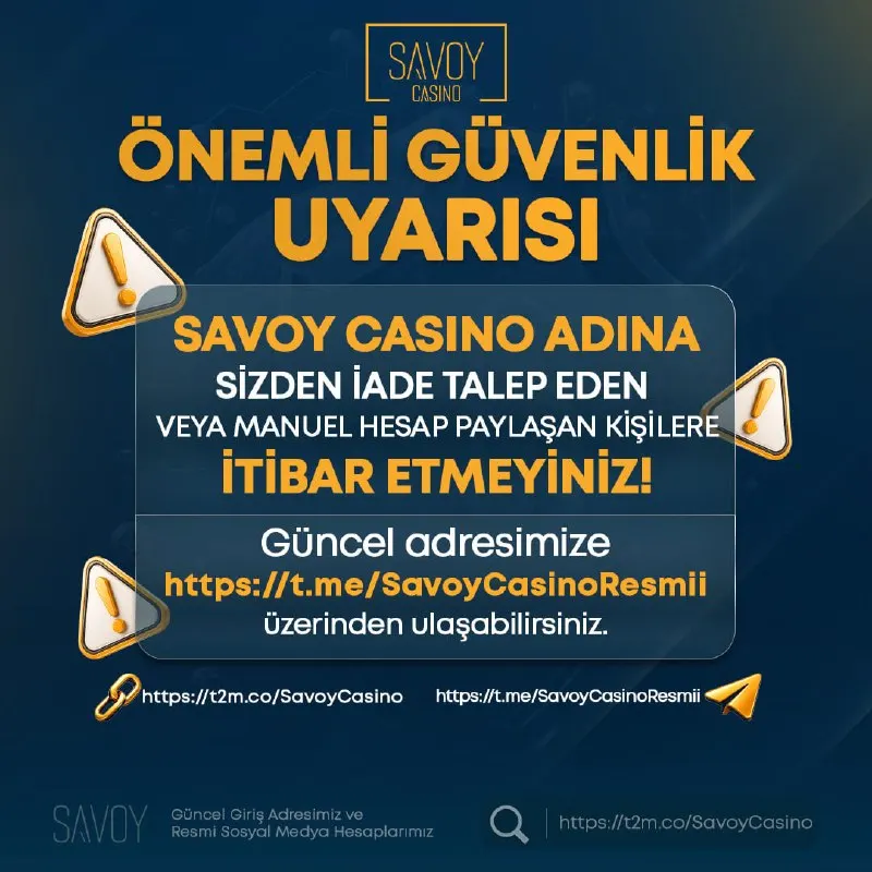 Savoy Casino Telegram: ❤🔠🅰🔠🔠🔠 🔠🅰🔠🔠🔠🔠❤ ⚠️🟥🟥🟥🟥⚠️ ‼️Savoy Casino adı kullanılarak sizden iade talep eden…